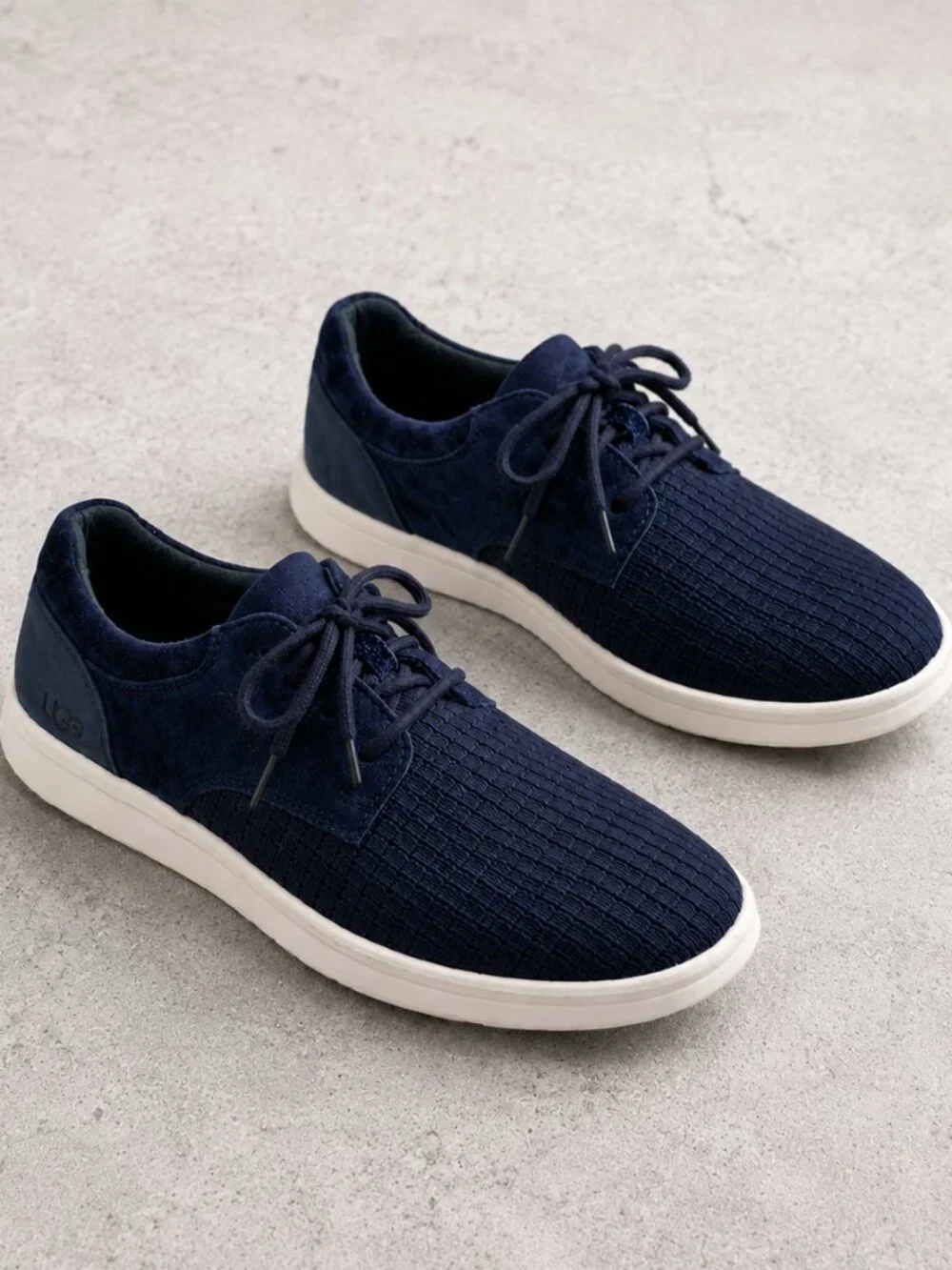 UGG Hepner Woven Lace-Up Sneakers Navy Suede Oxford Shoes Men 7.5